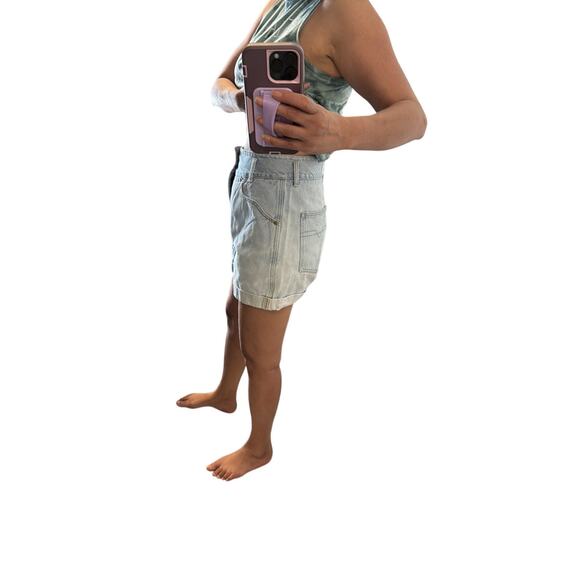 Vintage 80s 90s Bergamo Cuffed Jean Shorts super high waisted light wash size 27 - Picture 6 of 7